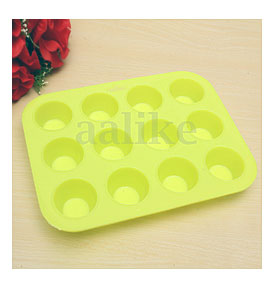 12 Cup Silicone Muffin Pudding Cupcake Mould Bakeware Round Cake Pan