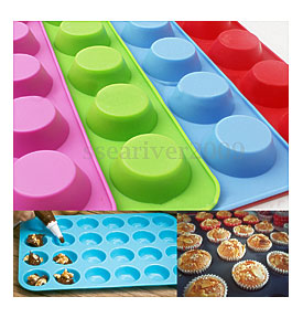  Silicone Muffin Cupcake Chocolate Cookie Baking Mold Mould Pan Tray