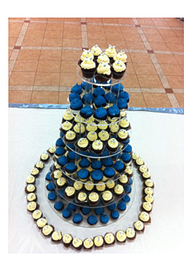 Cake In A Cup Royal Blue And Cream Mini Cupcake Tower