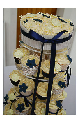 Little Paper Cakes Navy, Yellow And White Wedding Cupcake Tower