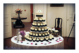 Black, White, & Purple Wedding Cake And Cupcake Tower Rose Bakes