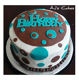 AJ's Cakes Teal And Brown Birthday Cake
