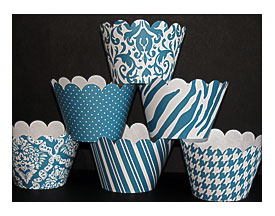 Teal White Standard Cupcake Wrappers Classic Collection