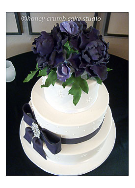 Stately Purple Peony Cake with Sugar Bow