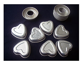 15 Jello Mini Mold Tube Cake Ring Hearts Round Tart Pan VTG Aluminum