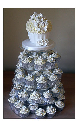 Furness And The Lake District, Cumbria White And Silver Cupcake Tower