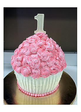 Cupcake First Birthday Cupcake Tower Rimmed In Sanding Sugar Rosette