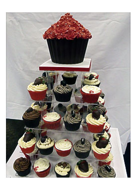 Brown & Red Wedding Cupcake Tower