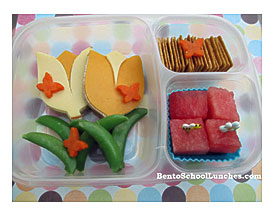 In This Bento The Main Section Contains Couple Of Tulip Shaped