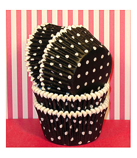 Black With White Polka Dot Designer Cupcake By Sweettreatssupplies