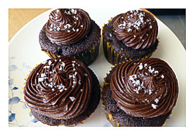 Pastry Chef's Baking Chocolate Cupcakes With Salted Caramel Filling
