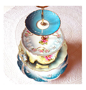 alice_in_wonderland_unrestrained b generally_cupcake_stand_aqua_blue_green_pink_mad_hatter Cake_plate_tray