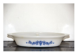 USA, 1960s, Blue, Floral, Bakeware, Cookware, Vintage Dinnerware