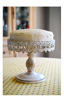 Cake Stand White Metal 10in