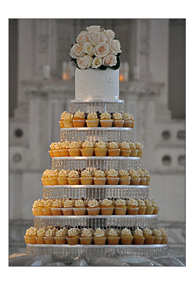 Wedding Cupcake Tower With 300 Mini Cupcakes And A Fondant Covered