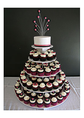 Funky Daisy Gerbera Wedding Cupcake Tower