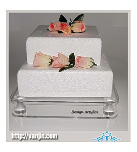 Large Square Frosted White Acrylic Cake Stand Wedding Display Supplier