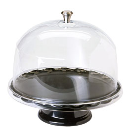 11” Black Cake Stand With Dome Detachable Riser