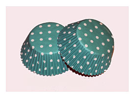 24 Wilton Teal Polka Dot Cupcake Liners Aqua By LuxePartySupply